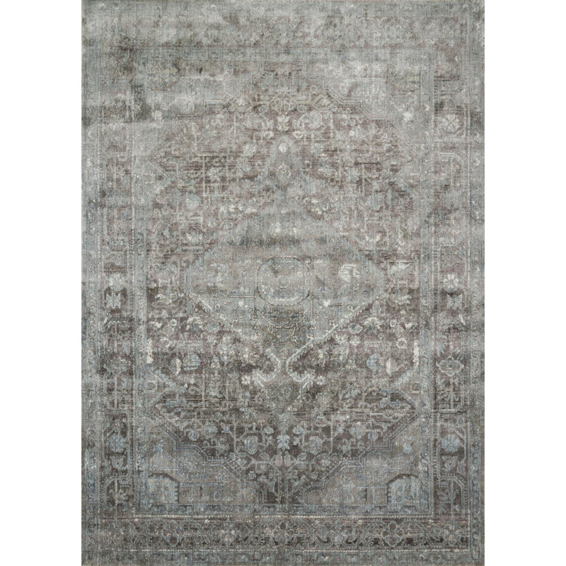 Tapis oriental pierre / bleu Riko, Rectangle 6 pi 7 po x 9 pi 2 po