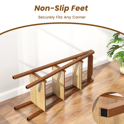 Petite tablette échelle, bibliothèque échelle en bois massif à 3 niveaux, support de rangement ouvert autoportant, bibliothèque robuste en noyer, présentoir de plantes pour la salle de bain (L 17,3 po x l 12,6 po x H 47,2 po)