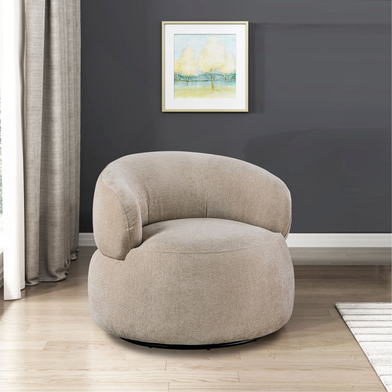 Fauteuil d'appoint rotatif moderne et luxueux avec coussin en mousse de chenille rouille rembourrée et rembourrée de mousse 1 pièce