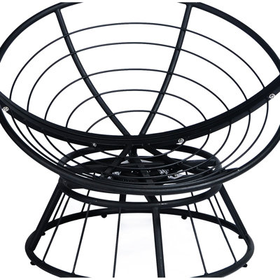 Chaise d'intérieur avec rotation à 360 degrés, coussin épais, lune profonde au design noir et kaki, idéale pour la fonction de chambre à coucher et de porche pivotante, esthétique décorative, salon de jardin