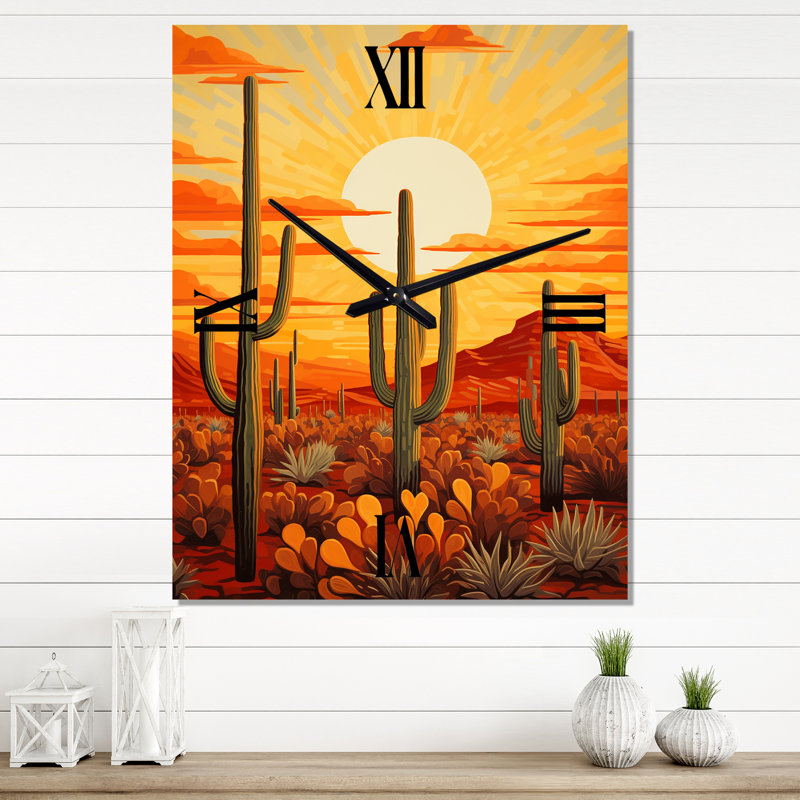 Cactus Sunset Shadows - Horloge murale Cactus, Petit