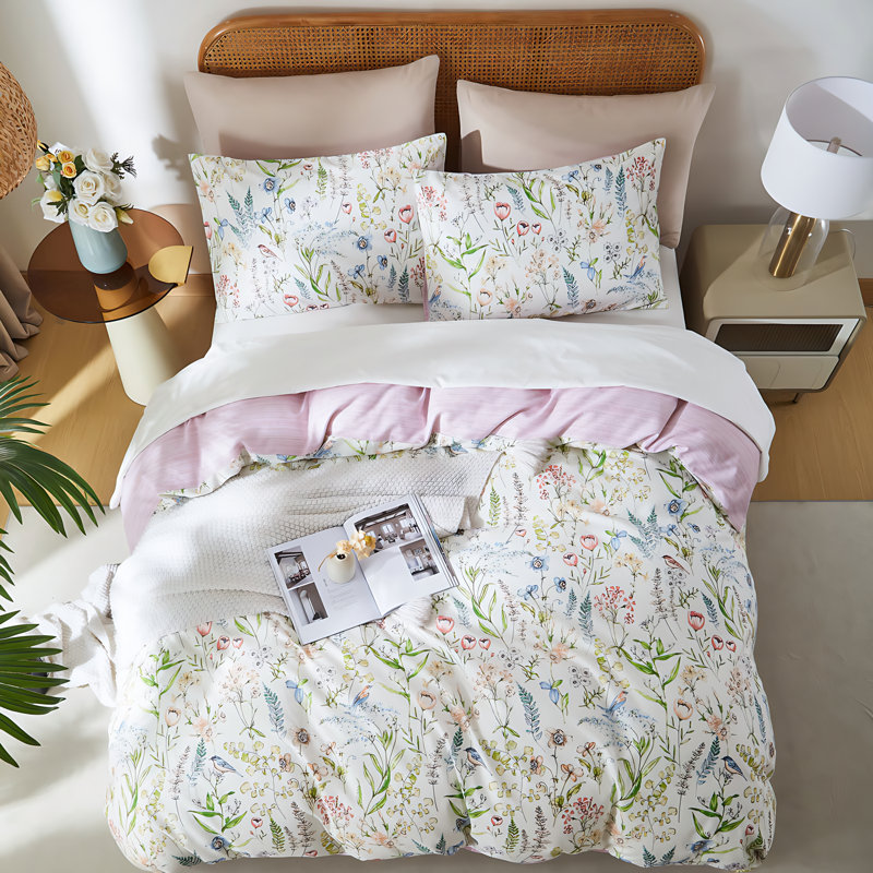 Ensemble de housse de couette 100% coton 3 pièces Nayoroom, Housse de couette double + 2 taies d'oreiller stan