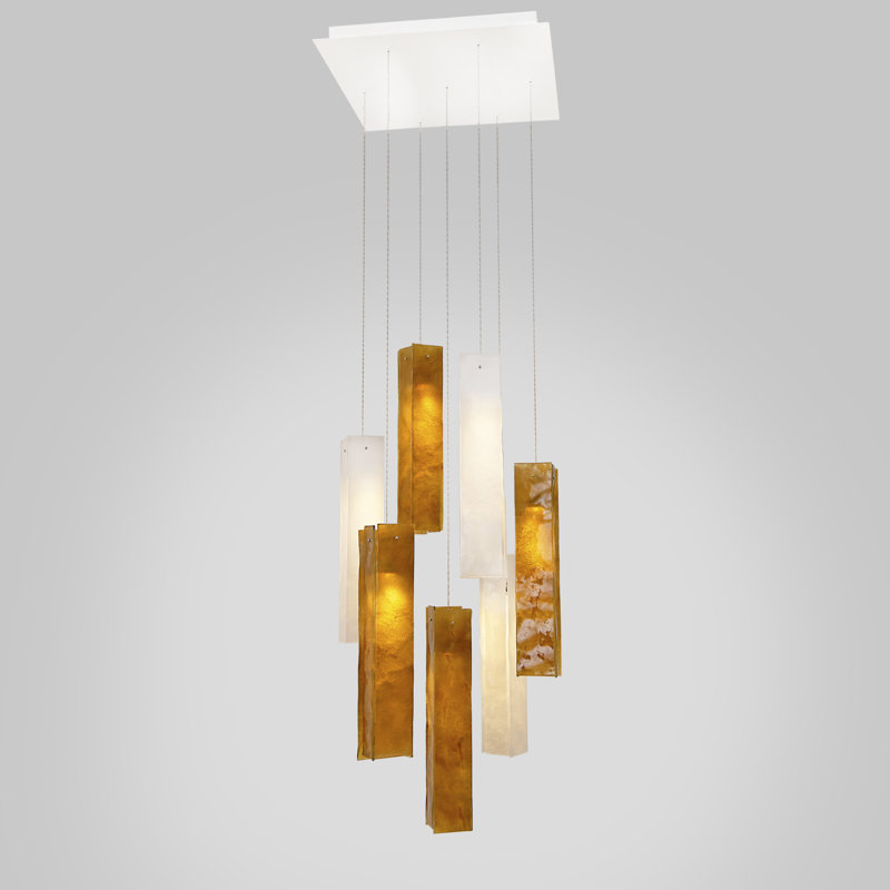 7 - Light Pendant, White/Amber, 120