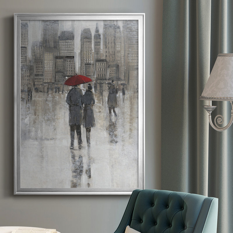 «Rain in the City I», toile encadrée de qualité supérieure - prête à être accrochée, H 30,5 po x l 22,5 po x P 1 po