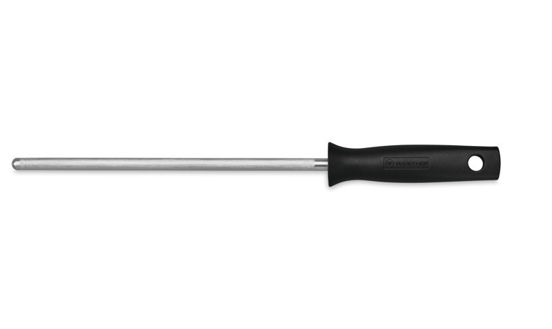 WÜSTHOF 9" Honing Steel, White Handle, Black