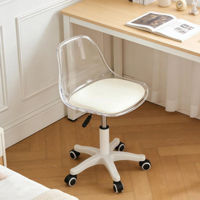 HDHNBA Armless Height Adjustable Office Chair Ergonomic Curved Back With Silent Rolling Casters