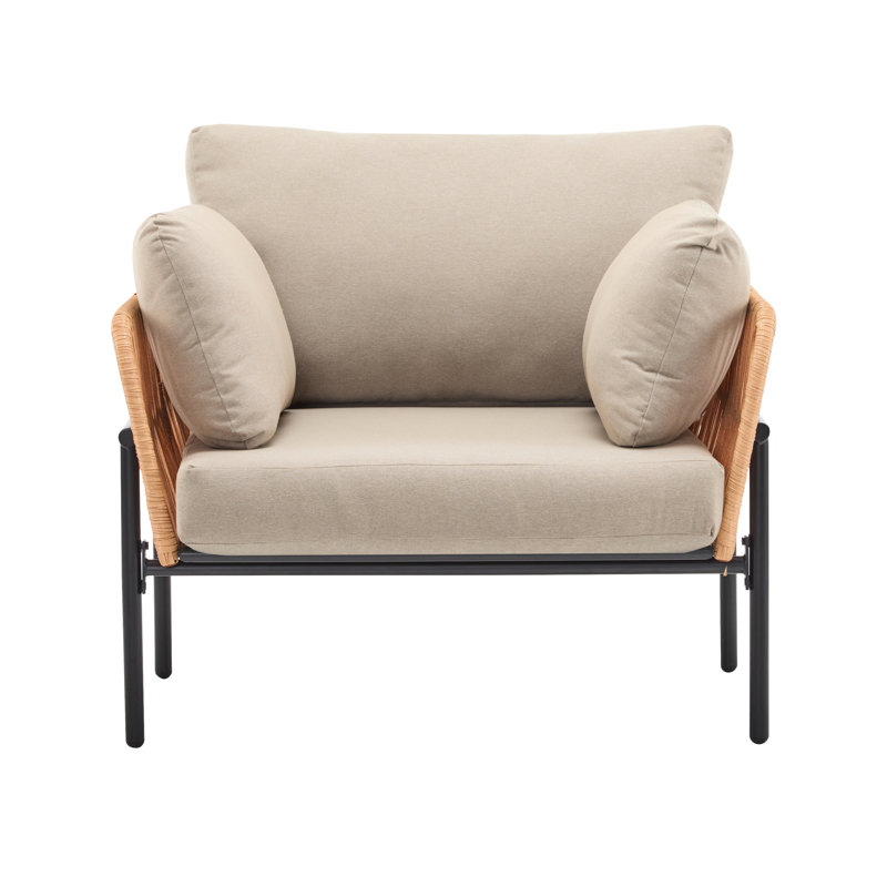 Méridienne polyvalente de 36 po en beige avec une conception spacieuse en fer moderne, Naturel