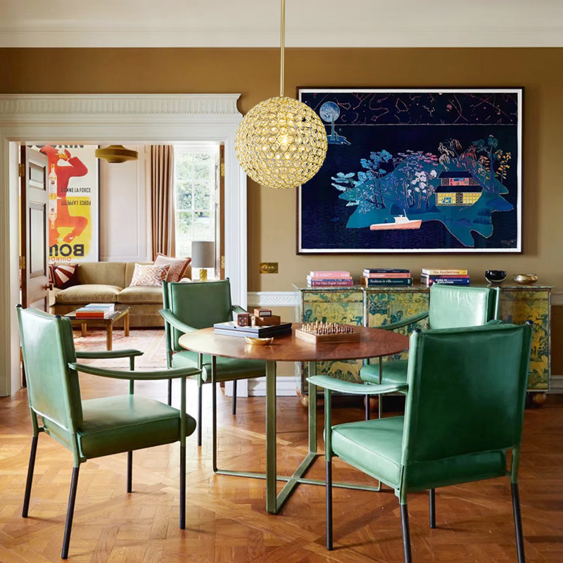 Modern 1-light Crystal Globe Pendant Light