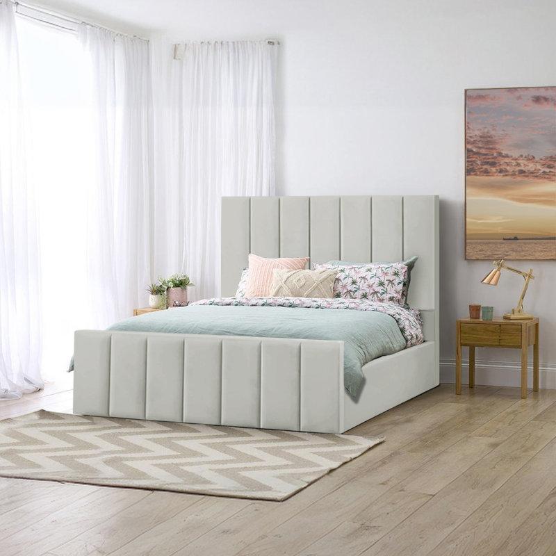 Judsonia Upholstered Ottoman Storage Bed, Silver, UK Double - DE 135 x 190 cm