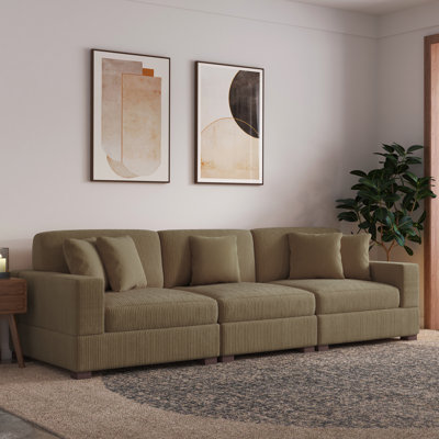 Milbrey 3-Piece Corduroy Modular Sectional with Pillow Back 