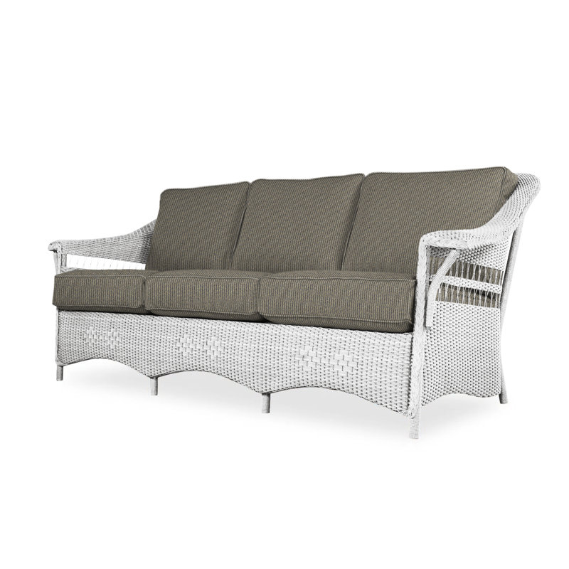 Nantucket Outdoor 3 - Seat Patio Sofa, Bamboo Bay Meadow, White