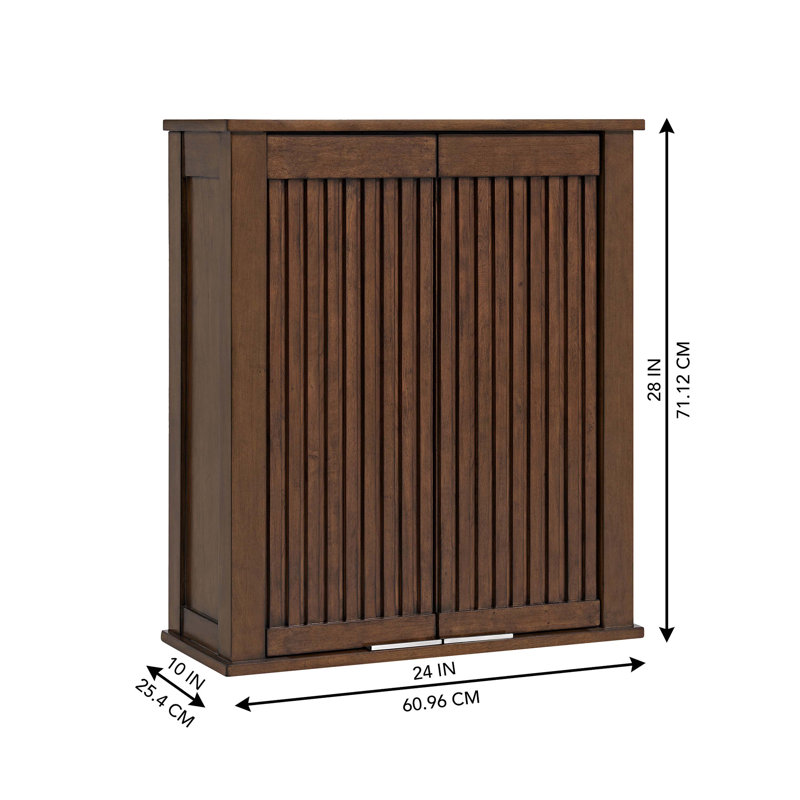 Through Lines Wall Mounted Bathroom Wall Cabinet, Brown