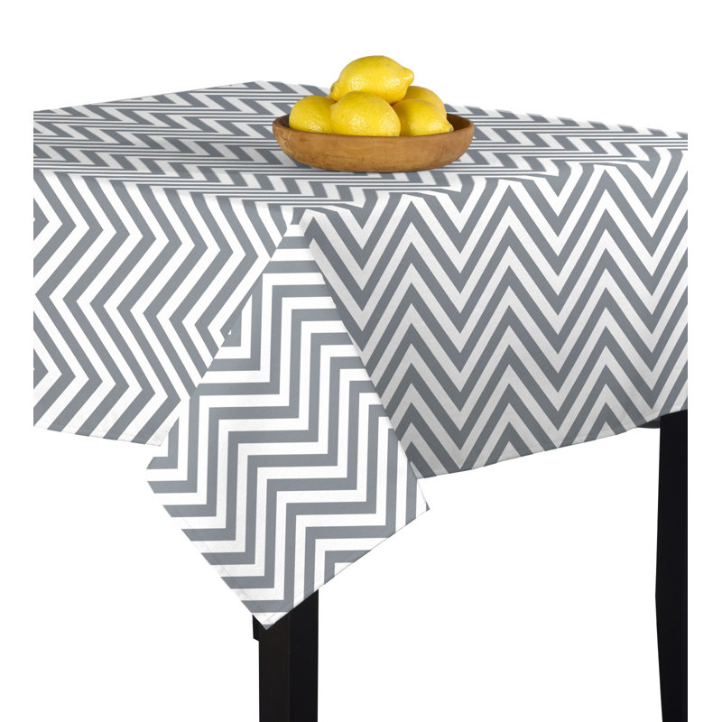 Silfa Chevron Tablecloth, 90" x 90", Gray