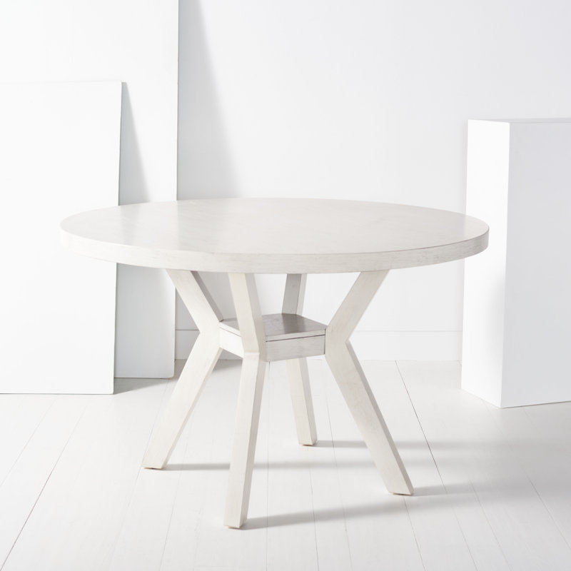 47.5'' Round Black Wood Dining Table for Six