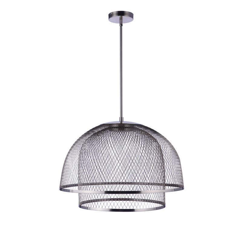 Sculptural Statement Pendants Single Light Iron Dimmable LED Pendant, Polished Nickel