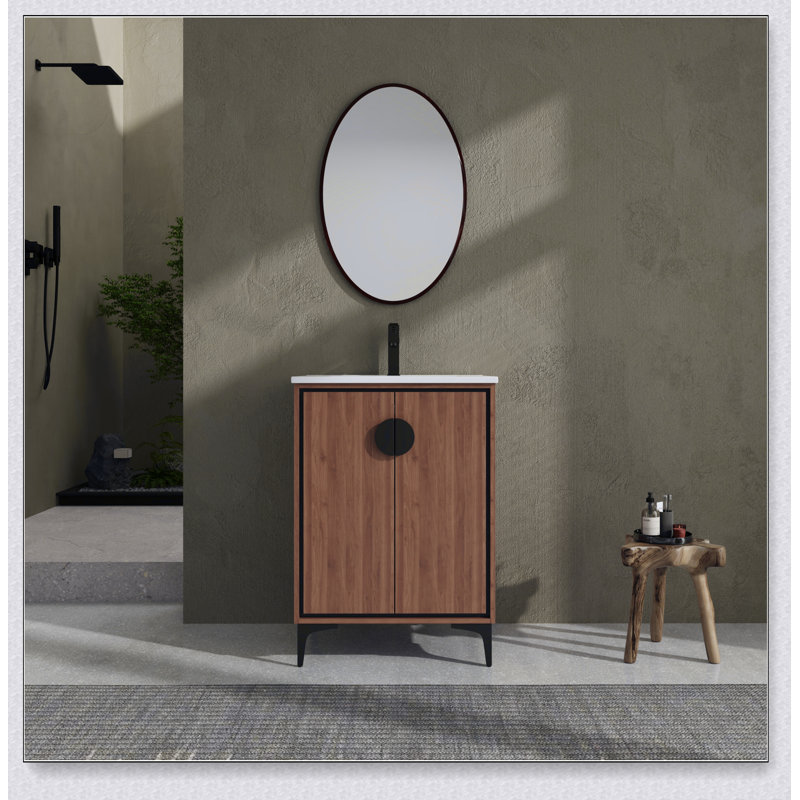 Meuble-lavabo 30 po à 2 portes avec meuble-lavabo autoportant en bois d'ingénierie avec lavabo, 24"