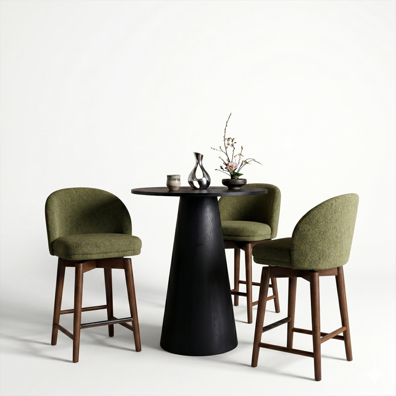Ensemble de salle à manger à hauteur de comptoir 30 po Modern avec 3 tabourets pivotants, Green