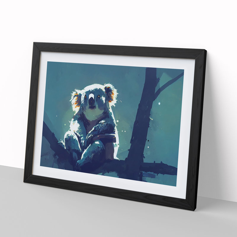 Koala Bear - Single Picture Frame Print, Black, 46cm H x 64cm W x 2cm D