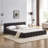 Chenille Fabric Grounded Queen Size Platform Bed with Headboard and Solid Frame-1012177986