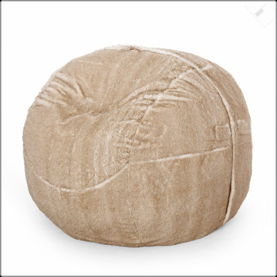 Fauteuil à billes arrondi en fausse fourrure de 3 pieds Vida, brun / beige, doux et élégant avec de la mousse haute densité pour un confort ultime