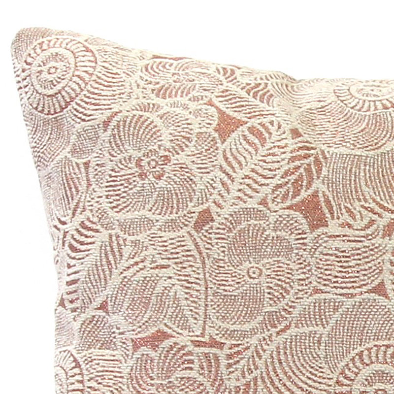 20" Tan and Rose Gold Floral Square Throw Pillow