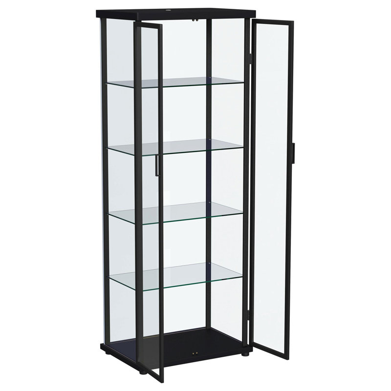 5-shelf Display Curio Cabinet with LED Lighting, Noir