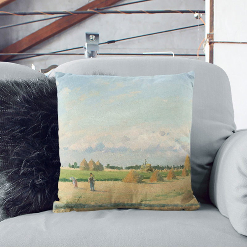 Landscape In France Square Throw Cushion, 40cm H x 40cm W x 15cm D, Black