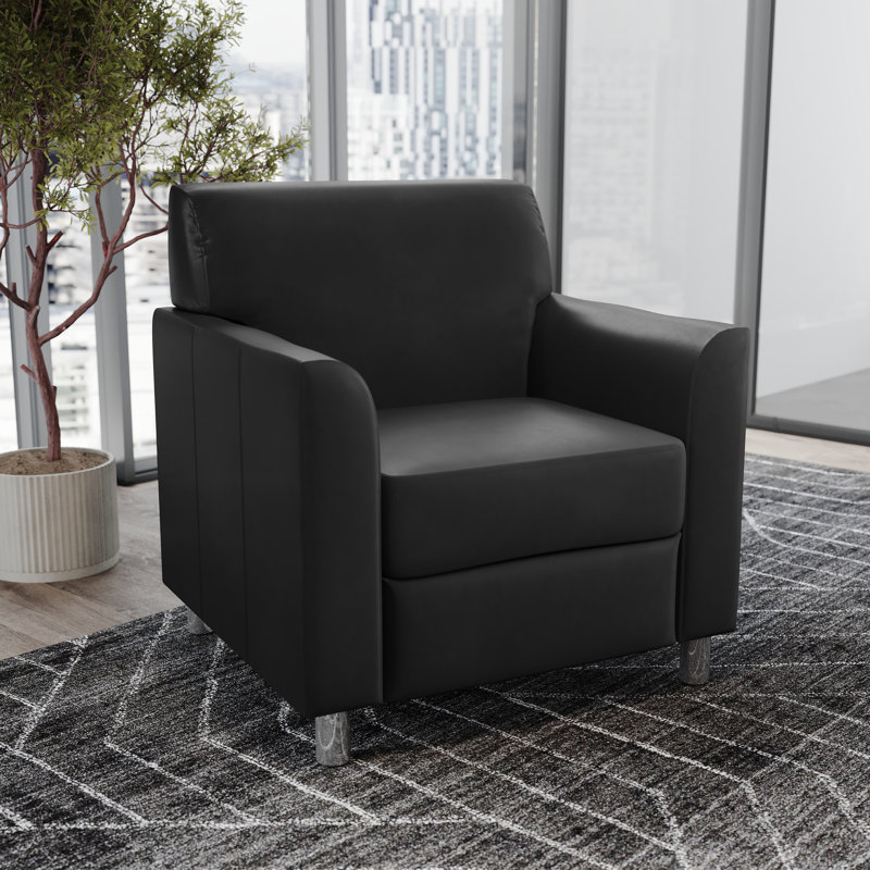 Chaise Adrey LeatherSoft avec structure aux coutures épurées, Noir, Chrome chrome