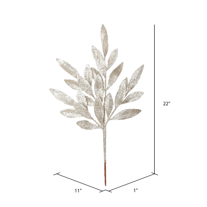 22" Glitter BayLeaf Artificial Christmas Spray, Burgundy, 22" H x 8" W x 0.5" D