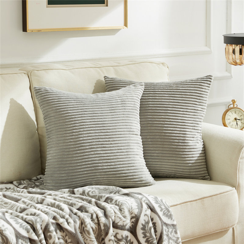 Housse de coussin carrée, 18 po x 18 po, Gris