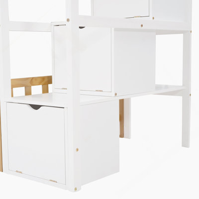 Anariya Stairwayover- Bunk Bed,House Bed,Storage And Guard Rail,Natural Bed Stair