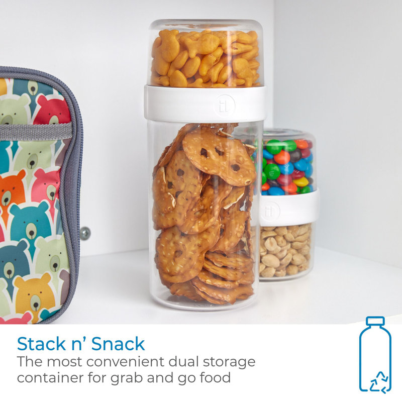 iDesign Large Stack 'n Snack Food Containers - Stackable Snack Containers for Yogurt, Granola, Fruits, and Vegetables