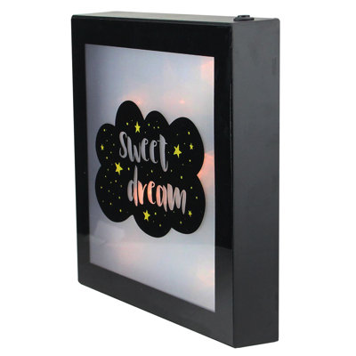 Boîte de lumière de nuit 9 "à DEL avec pile" Sweet Dream "