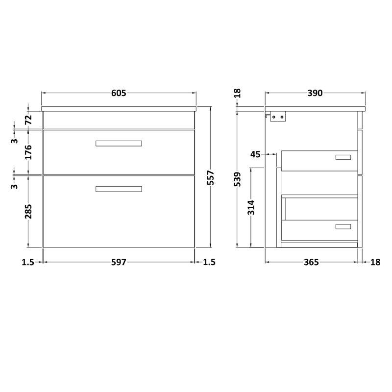 Athena 605mm Single Bathroom Vanity with Vessel Basin, Gloss Grey