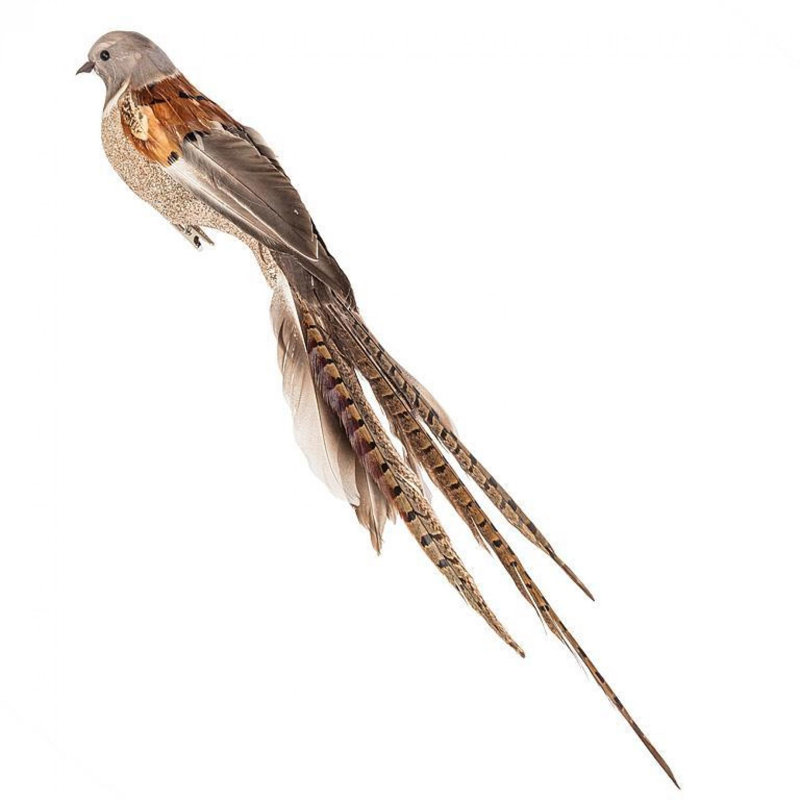 Bird With Long Feathered Tail With Clip Decoration