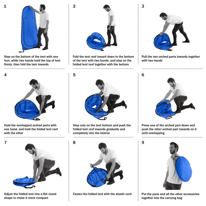 Blue Pop Up Privacy Tent with Carry Bag for Camping