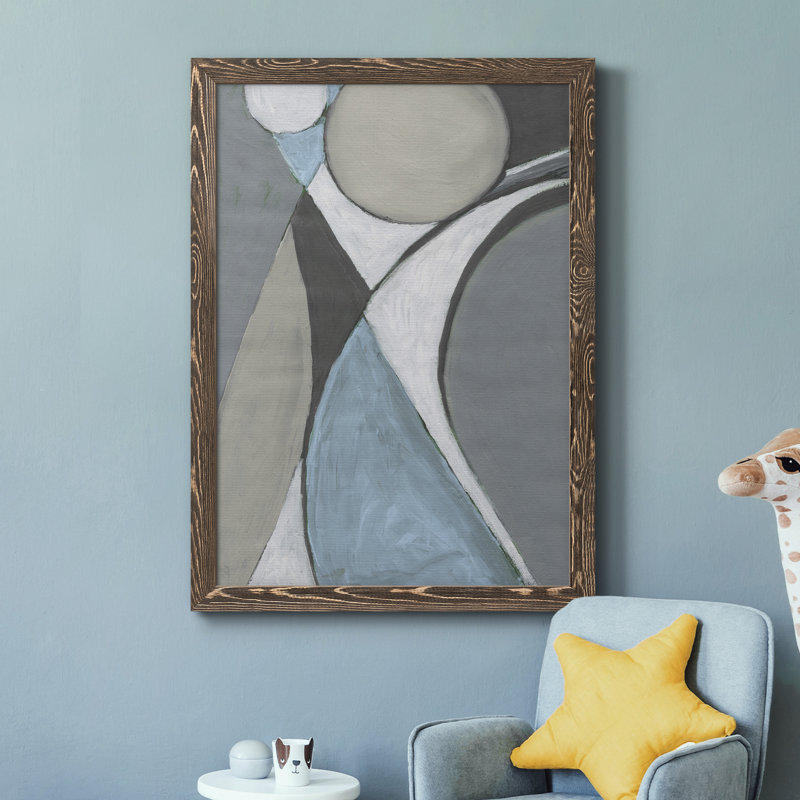 A Soft Jewelli Geometric II - peinture sur toile encadrée, H 31,5 po x l 23,5 po x P 1,5 po, Toile avec cadre en noyer