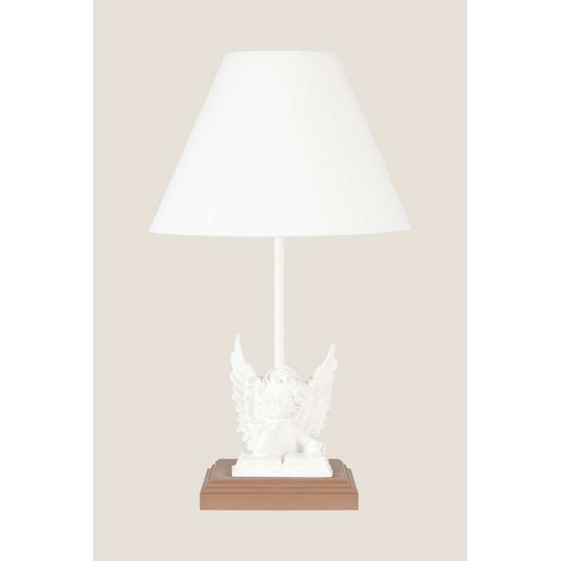 Lampe de table 16,5 po, Brun / blanc, Blanc