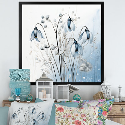 " Minimalism Blue And White Snowdrops Bloom "
