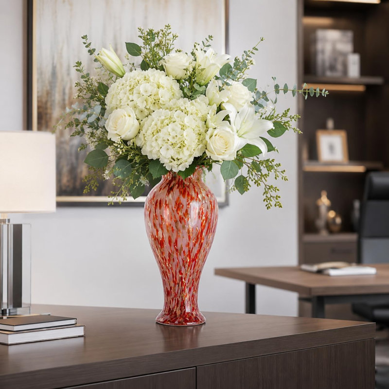 Red Glass Bottle-Shaped Vase