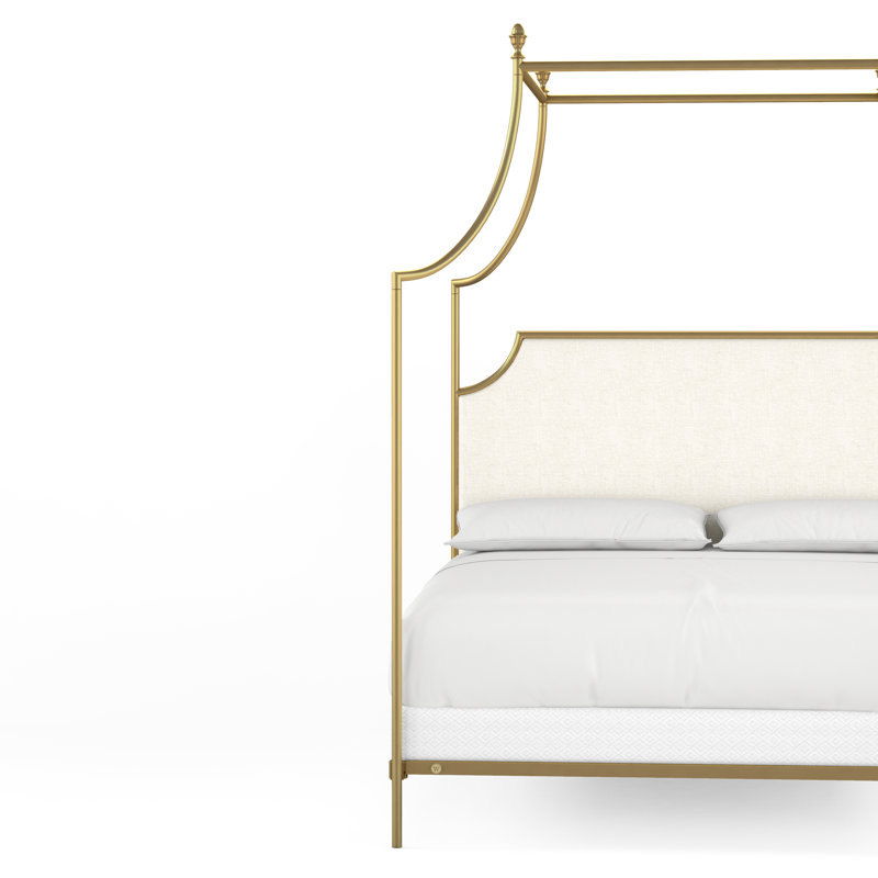 337 Flying Arch Canopy Bed | Complete Canopy, Queen, Gold Medal/White