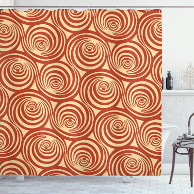 Dakota Fields Retro Shower Curtain Circular Spiral Motifs