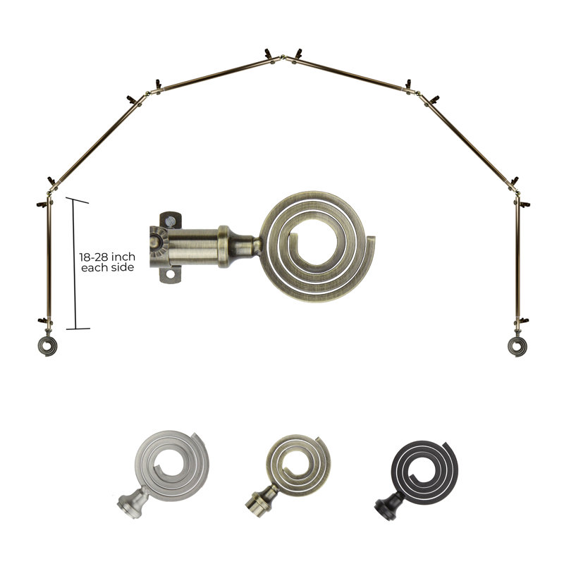 Tringle à rideaux simple réglable 28 "à 48" 0,81 "à baie vitrée, Laiton antique, 18 po - 28 po (chaque côté)