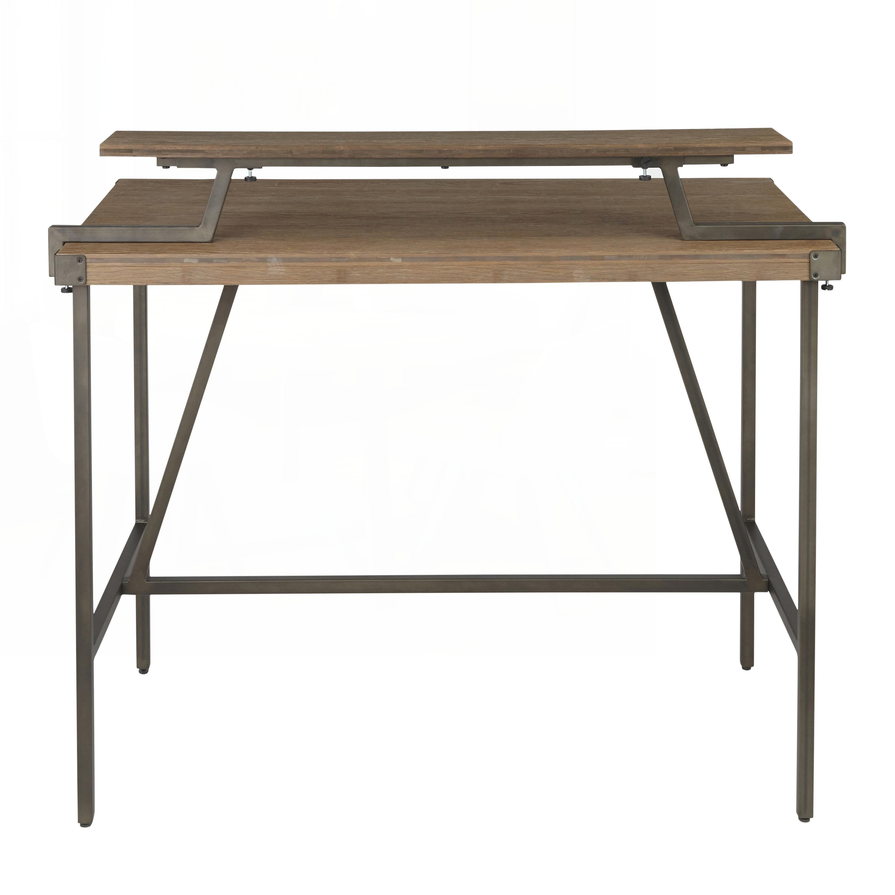 17 Stories Gia Industrial Counter Table in Antique Metal and Brown Wood ...