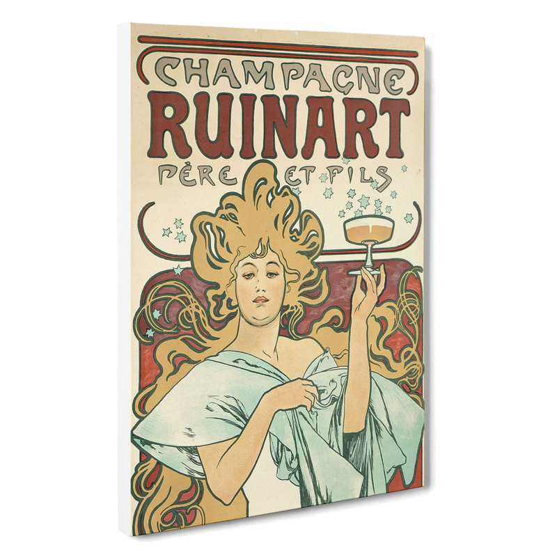 Champagne Ruinart Vol.1 by Alphonse Mucha - Wrapped Canvas Painting, 60cm H x 40cm W x 3cm D