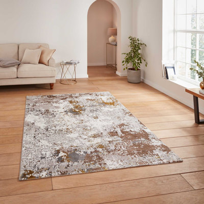 Creation area rug Machine Woven Rectangle Gold