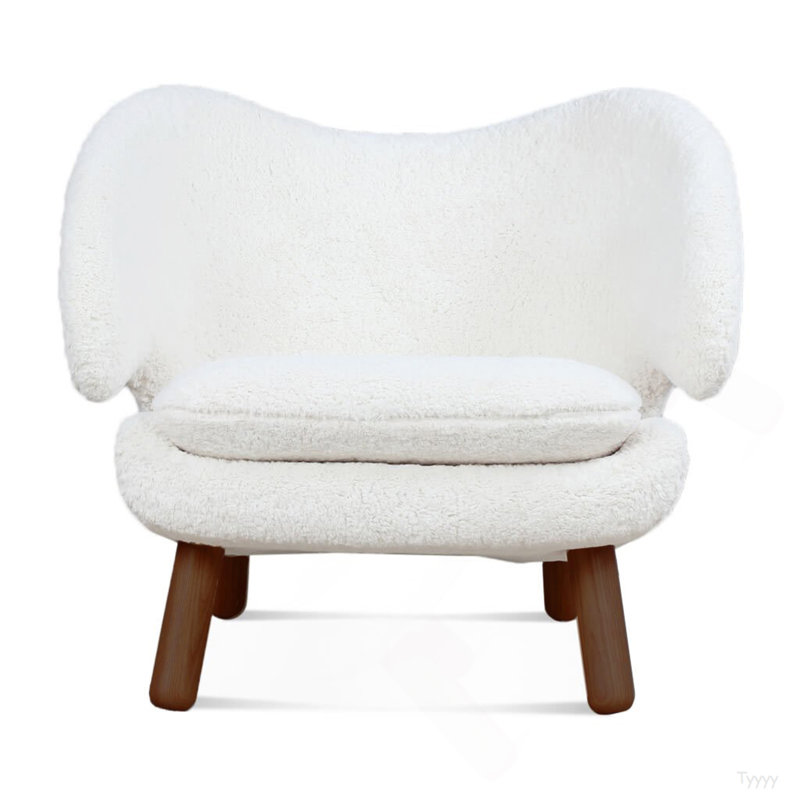 Chaise Pelican Sherpa - Blanc nuage / noyer