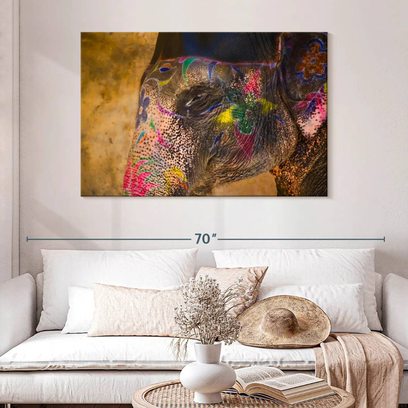 Brampt Painted Elephant In Jaipur India, 32" H x 48" W