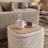 Square Chenille Storage Ottoman with Tufted Flip-Top Lid, Ivory Upholstered Accent Stool-1300641383