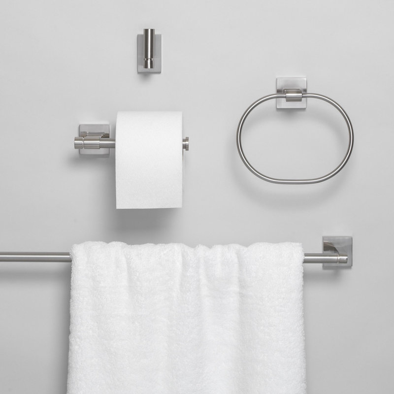 Ensemble de quincaillerie de salle de bain 4 pièces GlideRite Avalon - 9024-Kit-SQ, Nickel satiné